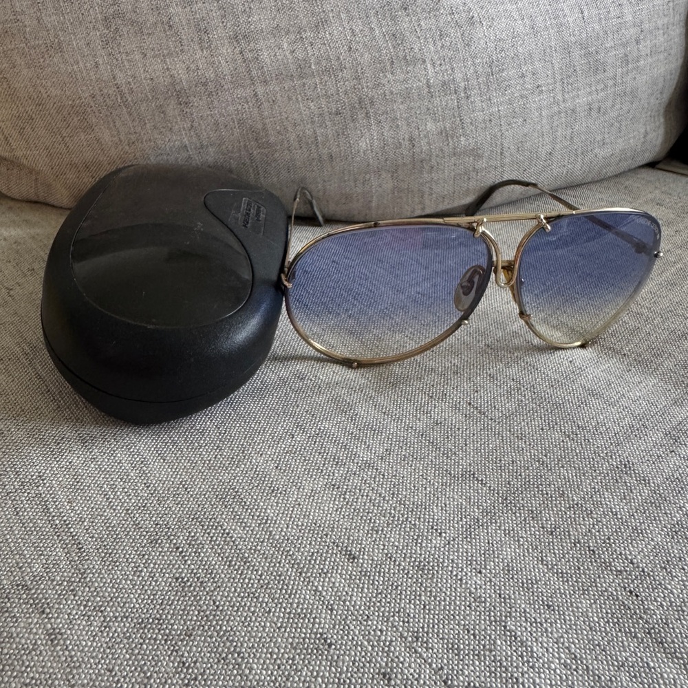Vintage Porsche Design Carrera 5621 Aviator Sunglasses blue lens gold frame